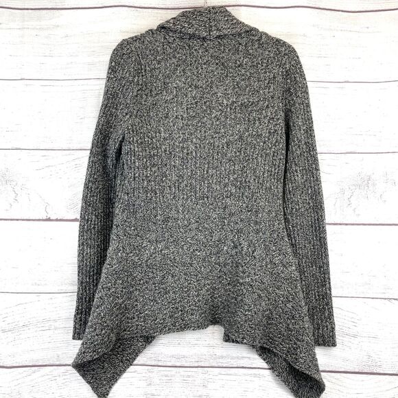 Canary by Anthropologie Marled Gray Cable Chunky Ribbed Open Front Cardigan XS - Picture 6 of 10